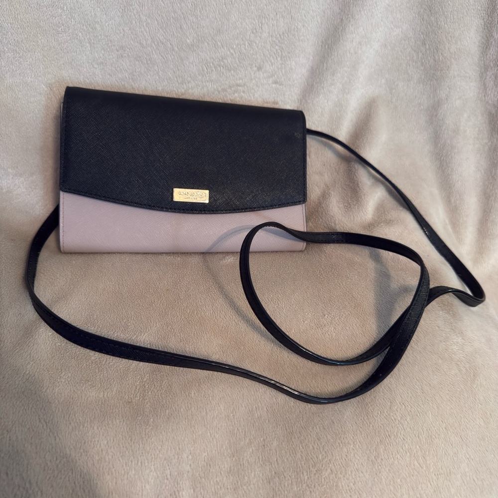 kate spade Black and Light Pink Two-Tone Crossbody Wallet